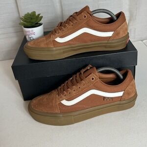 Vans "Skate Old Skool" Sneakers Mens Size‎ 7 Brown Gum Shoes Suede New!